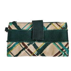 Thirty One Plaid Green Teal Wallet NEW